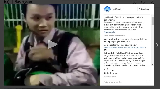 Video Ojek Online Pukul Pelanggan Heboh di Media Sosial