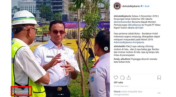 Admin Dishub DKI Jakarta Pakai Oppo F9, Muka Anies Baswedan Jadi Begini