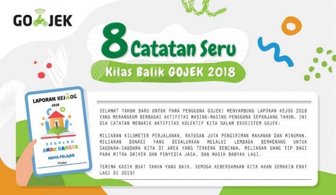 Go-Jek Terbitkan Laporan Kejog, Raport Tahunan Pengguna Dalam Aplikasi