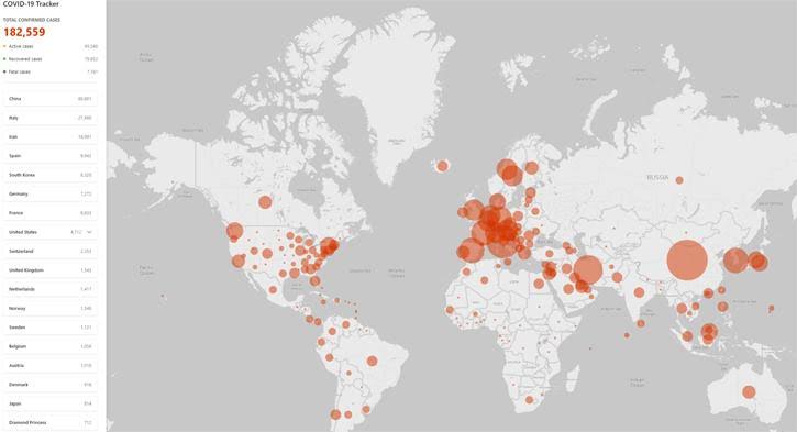 Microsoft Luncurkan Peta Penyebaran Virus Corona