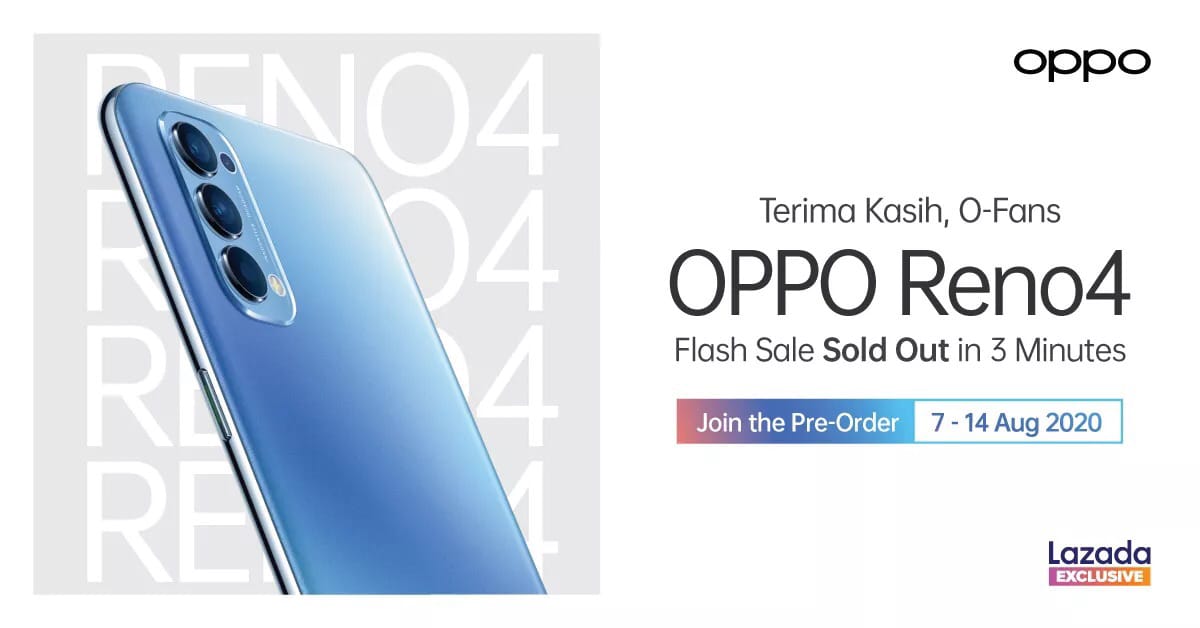 Laku Keras, OPPO Reno 4 Terjual 100 Unit dalam 3 Menit