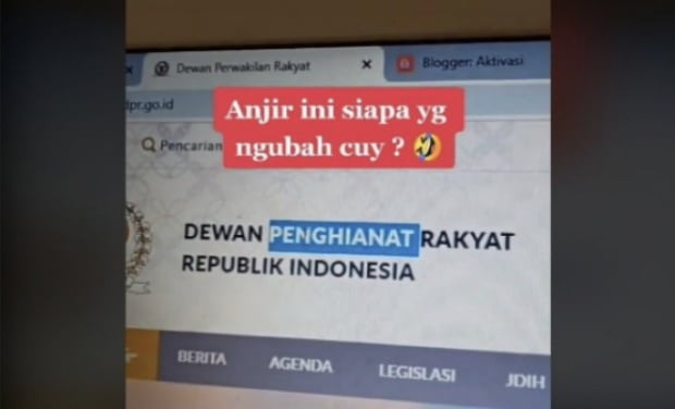 Web Diretas, Singkatan DPR Diubah Menjadi "Dewan Pengkhianat Rakyat"