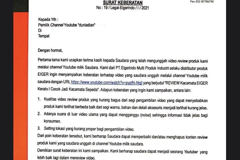 Viral, "Surat Cinta" Eiger kepada YouTuber