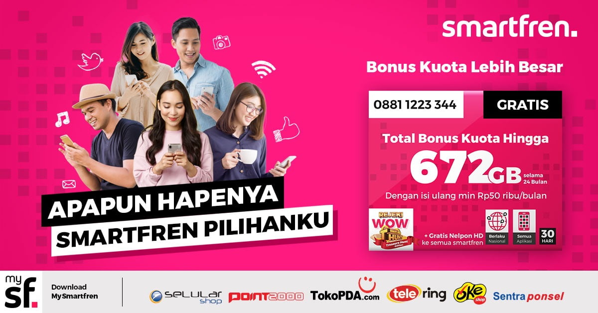 Beli Smartphone Apapun Gratis Kartu Perdana Smartfren Edisi Khusus dengan Bonus Kuota Total 672 GB