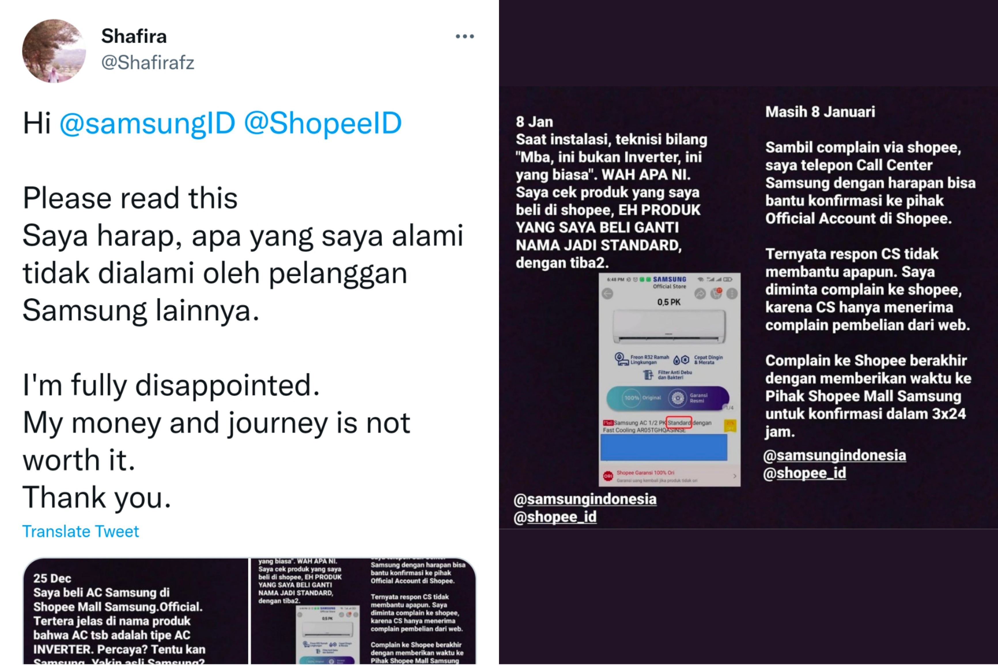 Viral Wanita Tertipu Beli AC di Samsung Official Store Shopee, Ganti Rugi Cuma Rp 50 Ribu