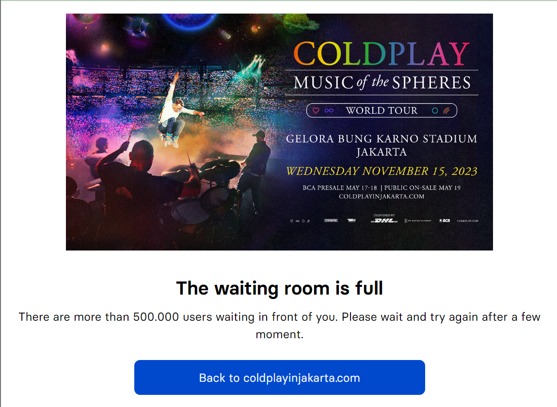 Ludes Hitungan Menit, Penjualan Tiket Konser Coldplay Panen Serangan Bot?