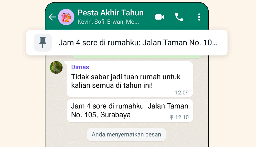 WhatsApp Luncurkan Fitur Sematkan Pesan di Chat