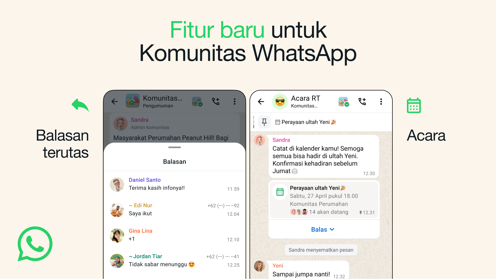 WhatsApp Luncurkan Fitur Baru untuk Kelola Acara di Komunitas