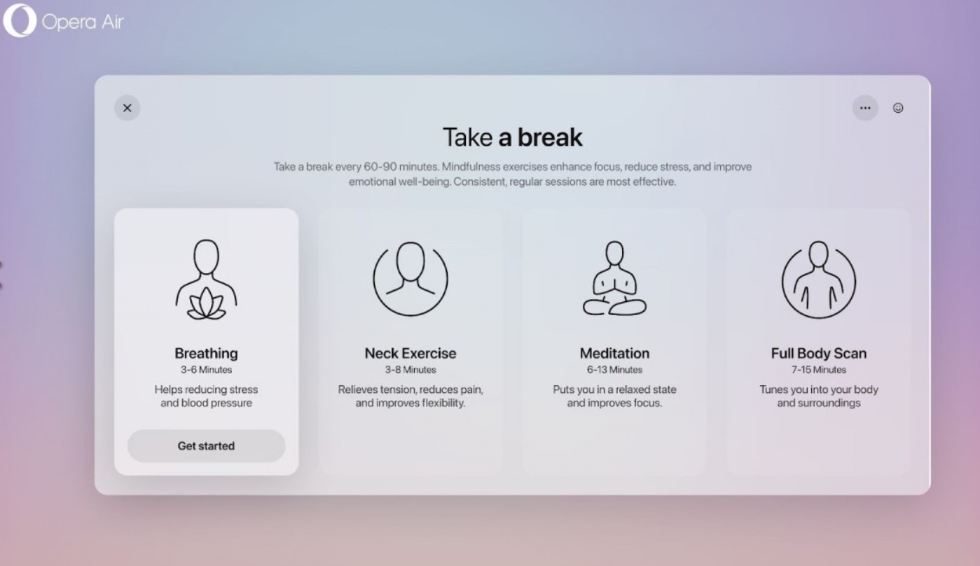 Opera Air Pandu Pengguna Jelajahi Web Sambil Meditasi dan Exercise